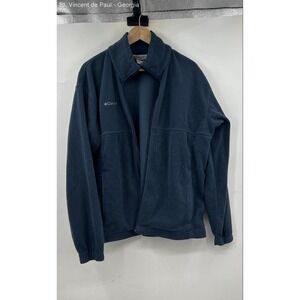 Columbia Full Zip Fleece Jacket Men's Large Blue BROKEN ZIPPER
